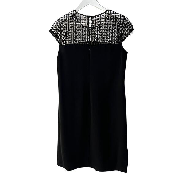 CALVIN KLEIN WOMENS SIZE 10 SEQUIN KNIT YOKE CAP SLEEVE SHIFT DRESS BLACK NEW - Picture 2 of 12